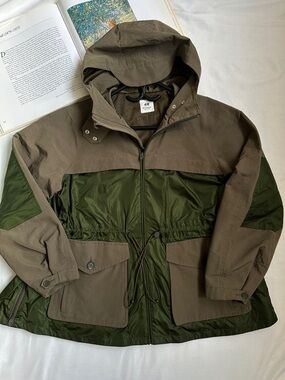 H&M STUDIO Olive Two-Tone Hooded Jacket